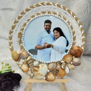 Circle SeaShell photo Frame with Stand