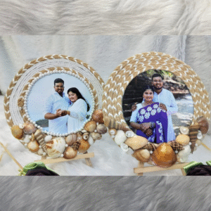 Couple Set of 2 Circular Sea Shell Photo Frames