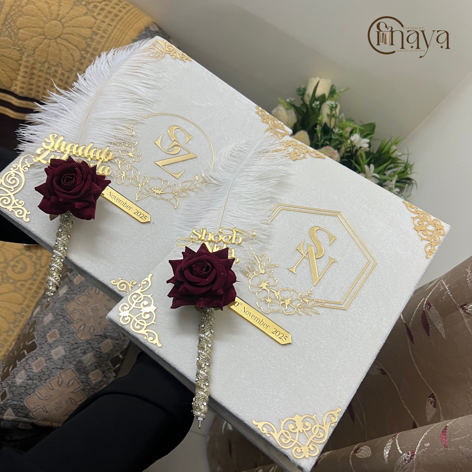 Luxury Customized Nikah Nama with Velvet Cover & Personalized Pen - Image 5