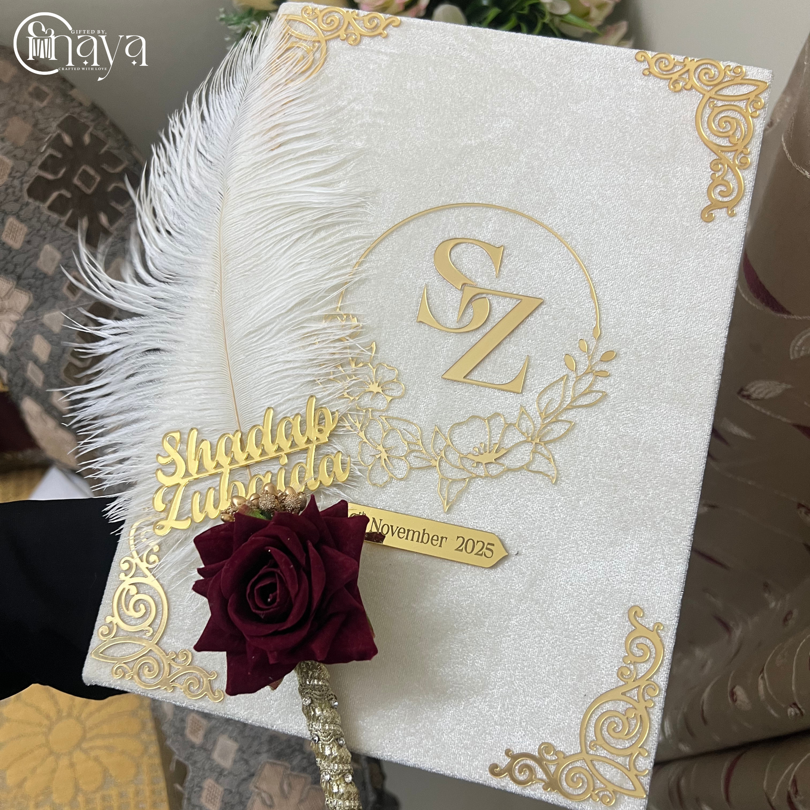 Luxury Customized Nikah Nama with Velvet Cover & Personalized Pen - Image 7